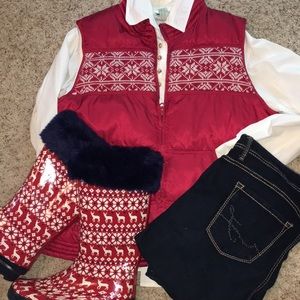 Reindeer rain/winter boots with blue fur inserts